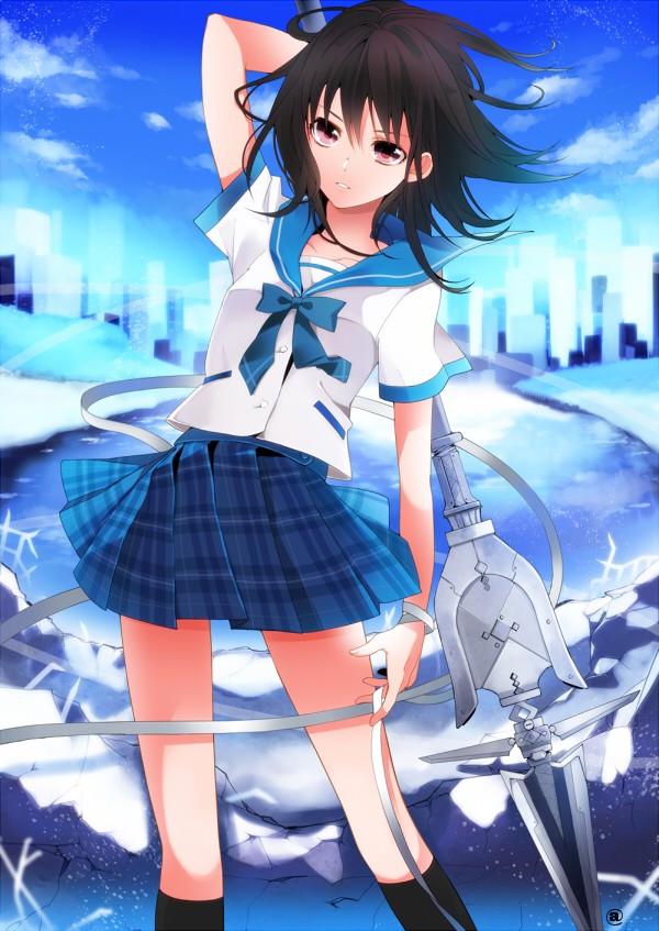 donmai 1079824 1girl bow himeragi_yukina manyako_(mohumohu) plaid polearm school.jpg