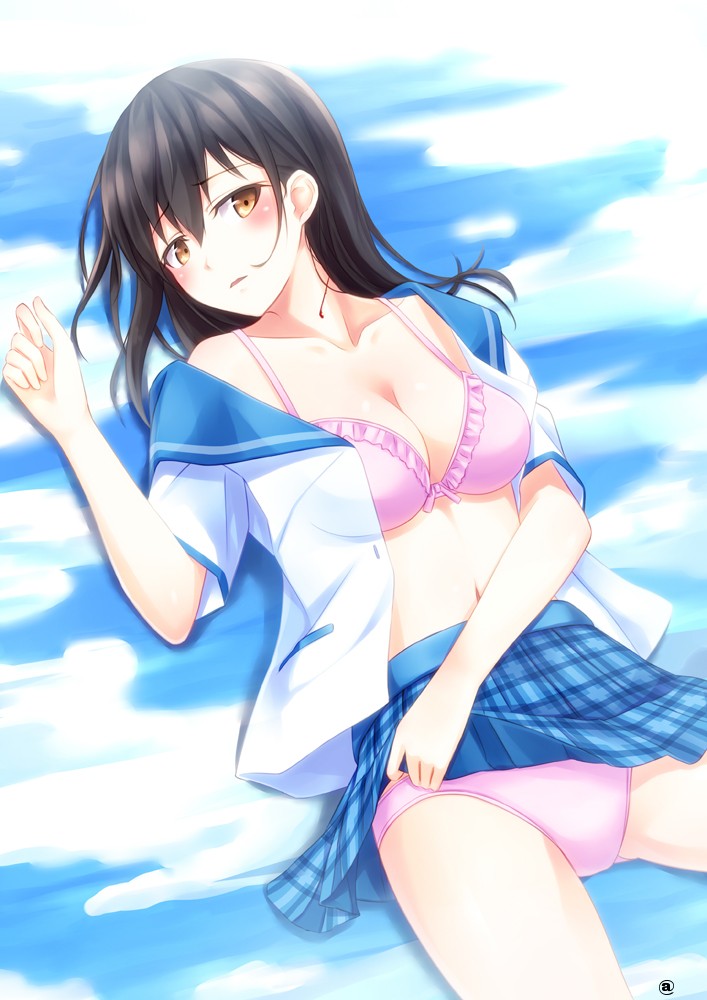 donmai 1587616 1girl aoi_usagi black_hair blood blush bra breasts cleavage colla.jpg